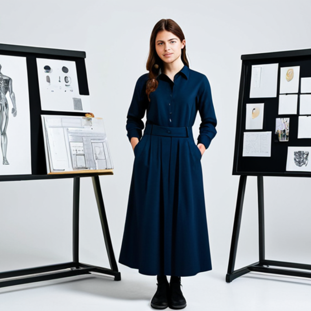 포트폴리오 경력 디자인을 위한 시간 투자 전략 - Conceptual Portfolio - "Innovative Simplicity"**
"A graphic designer, fully clothed in a stylish, m...