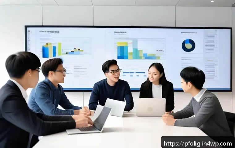 포트폴리오 경력 디자인을 위한 멘토링 활용법 - A professional mentoring session scene showing a diverse group of young designers attentively listen...