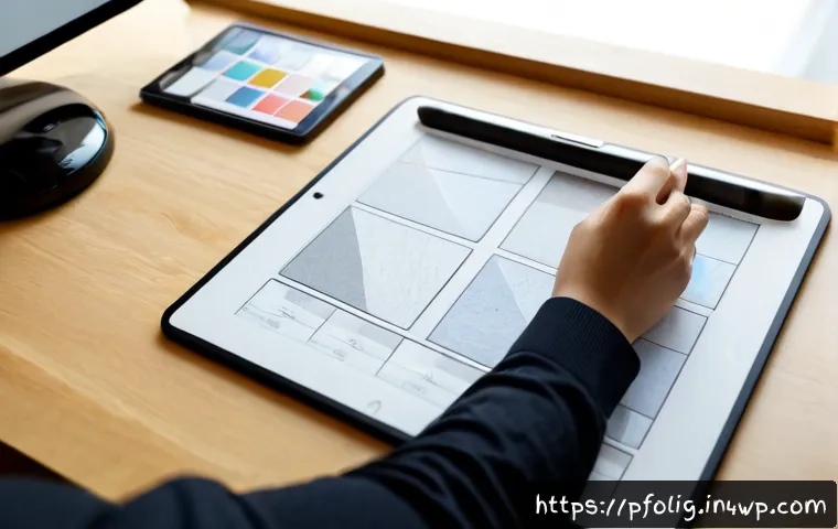 포트폴리오 경력 디자인의 예술적 접근 - Photorealistic creative professional portfolio workspace, experienced designer thoughtfully arrangin...
